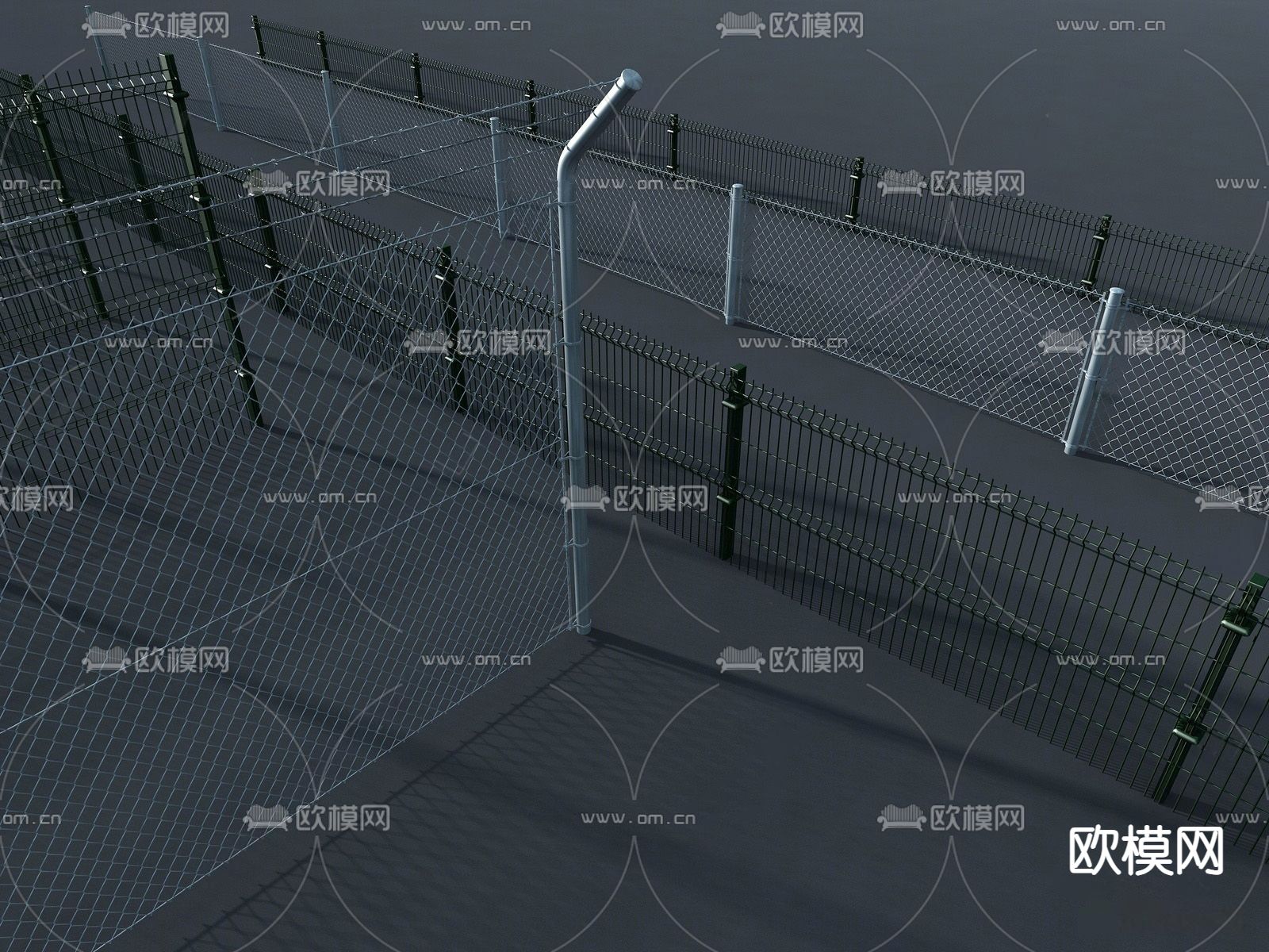 铁丝网围墙 围栏su模型下载（渲染图1）