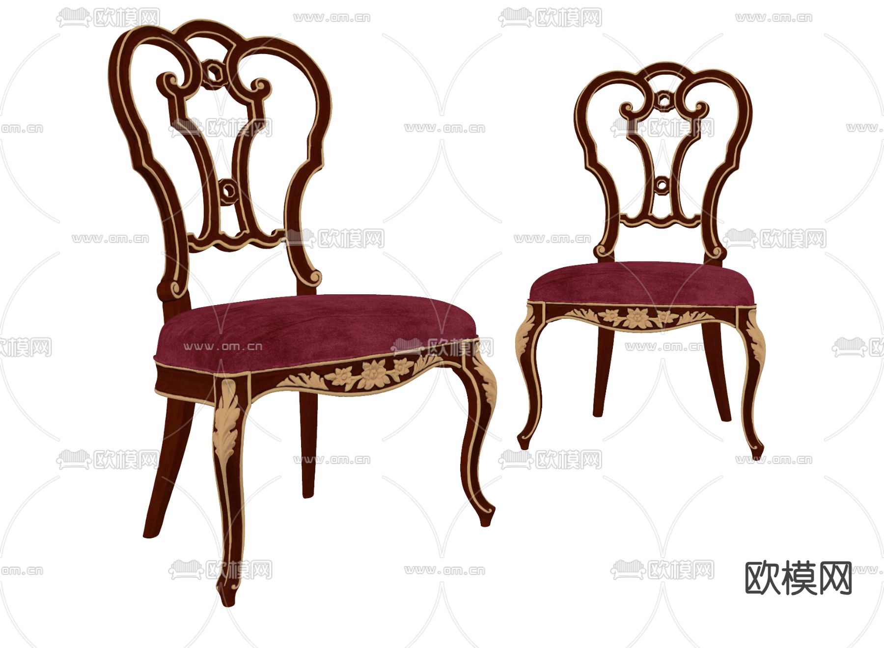 欧式古典椅子 餐椅su模型下载（渲染图2）