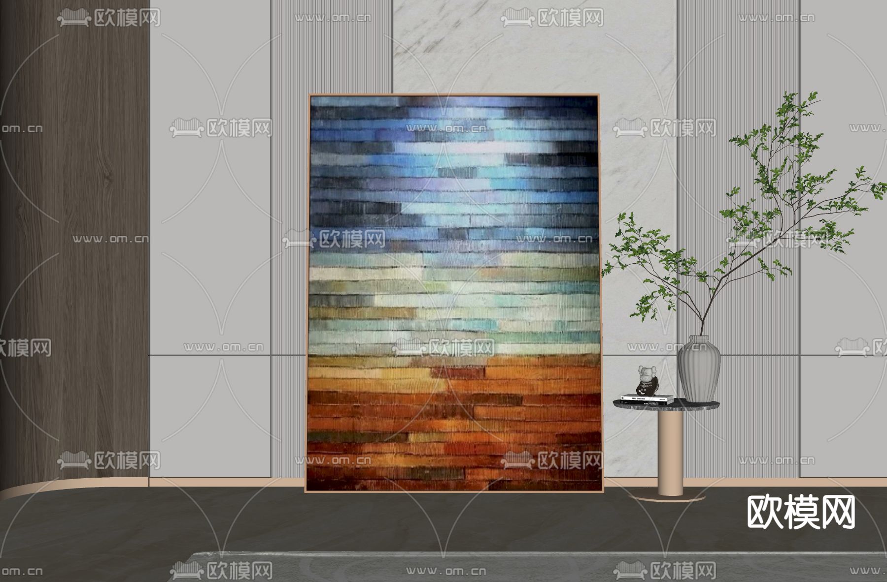 现代装饰画su模型下载（渲染图2）