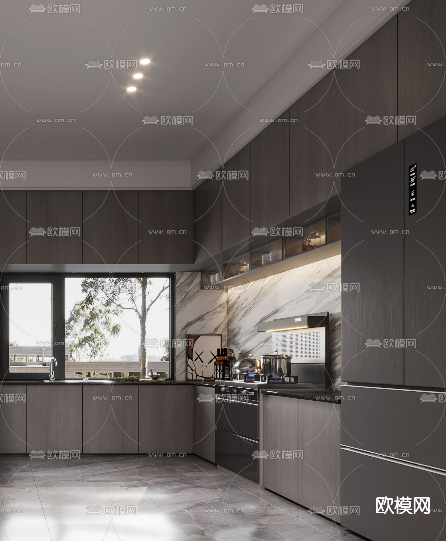 现代厨房 橱柜3d模型下载（渲染图3）