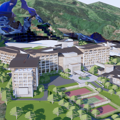  酒店鸟瞰su模型 