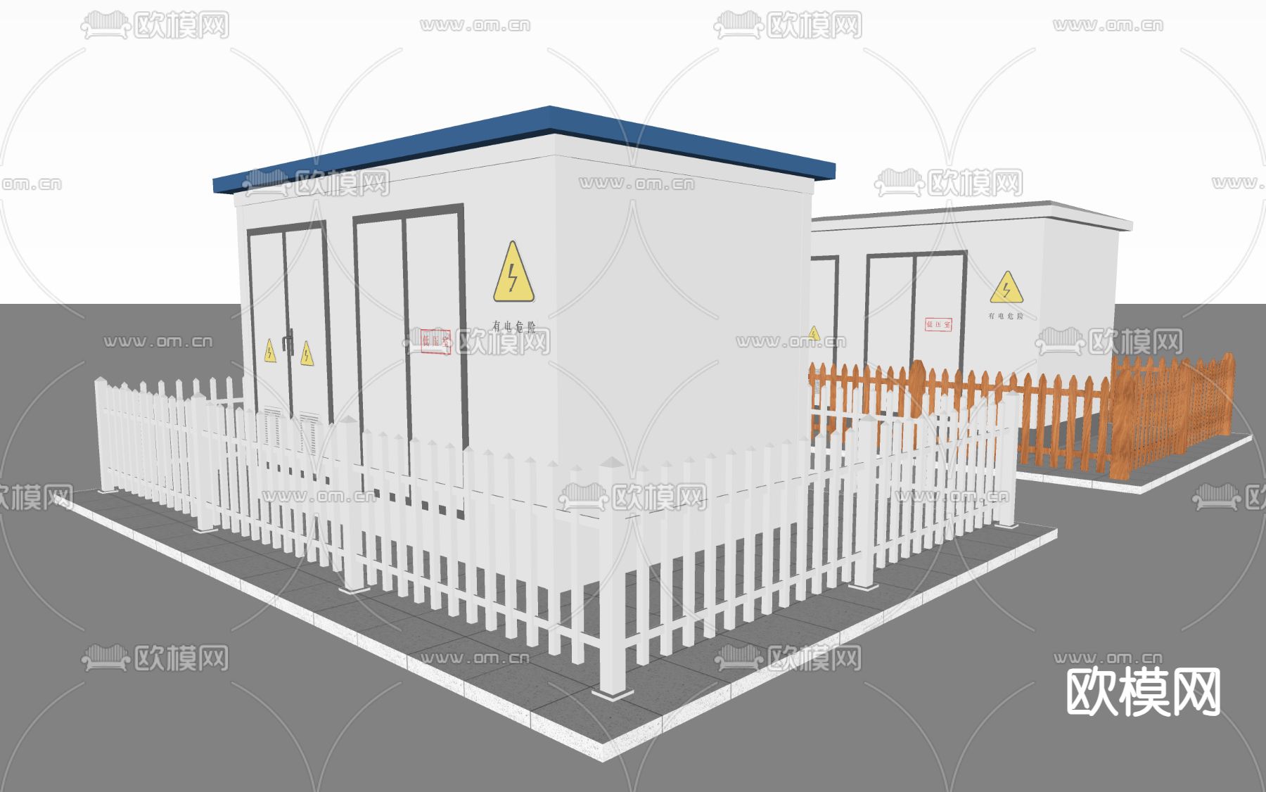 户外配电房 电箱su模型下载（渲染图2）