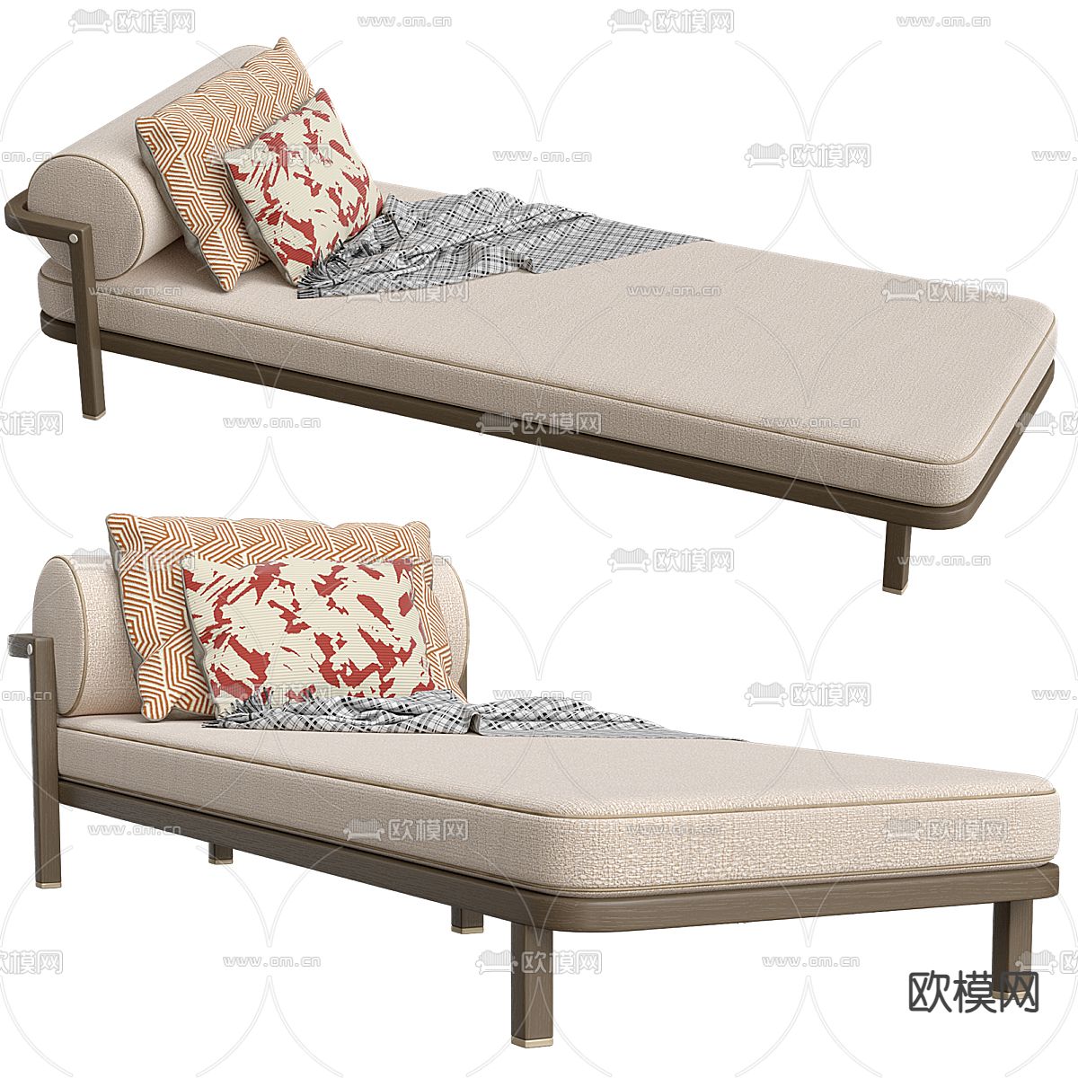 新中式躺椅3d模型下载（渲染图1）