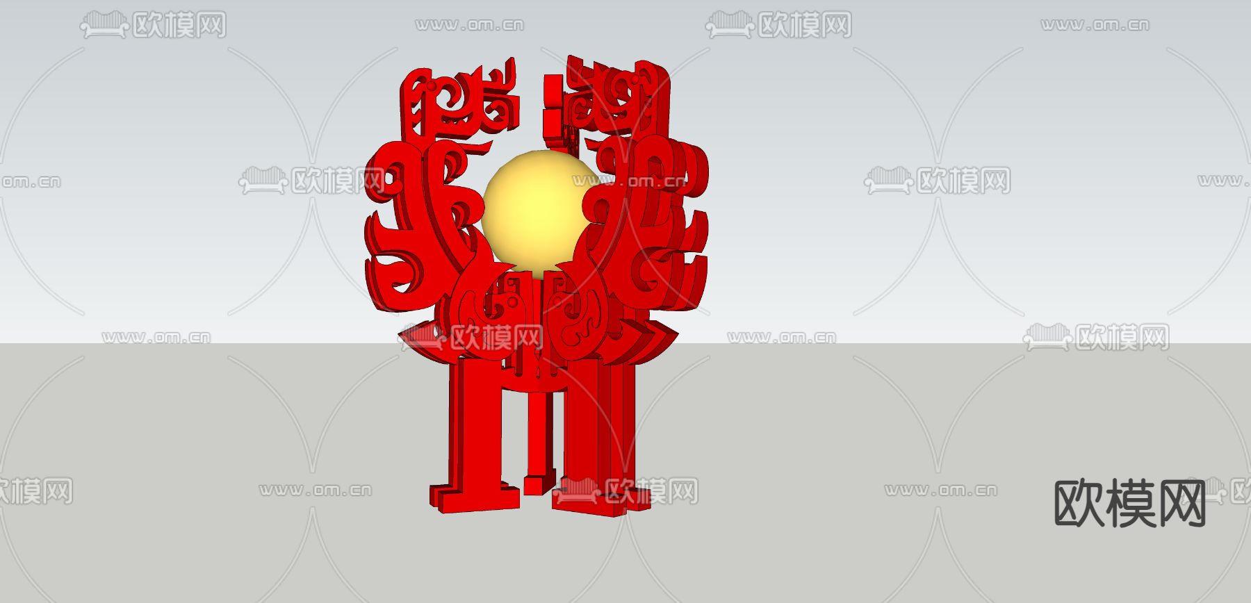 少数民族 导视牌小品su模型下载（渲染图3）