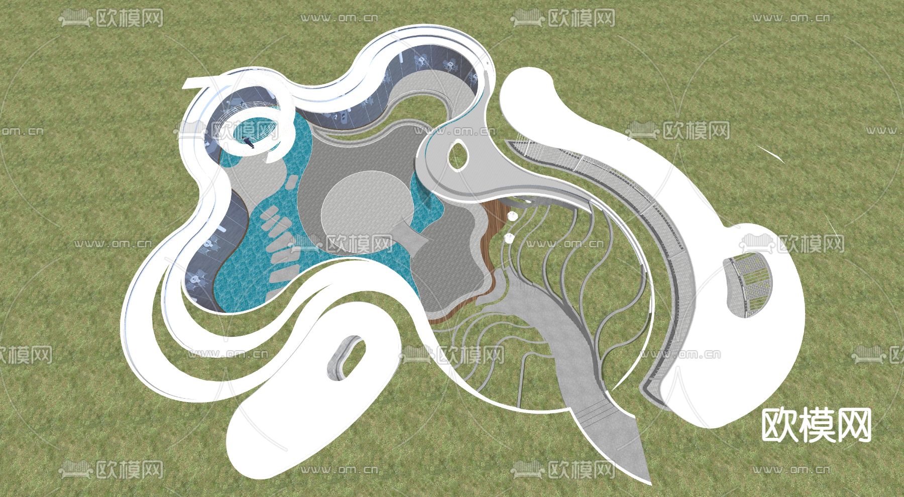 售楼处外观su模型下载（渲染图2）