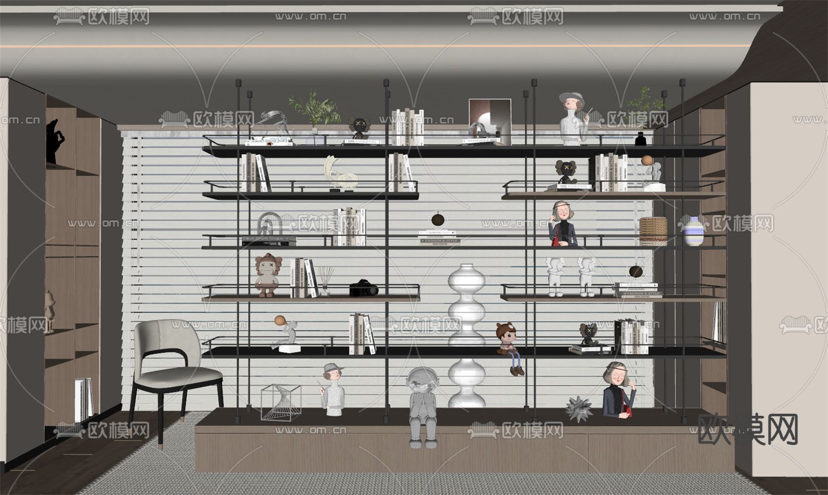 书架 置物架su模型下载（渲染图2）