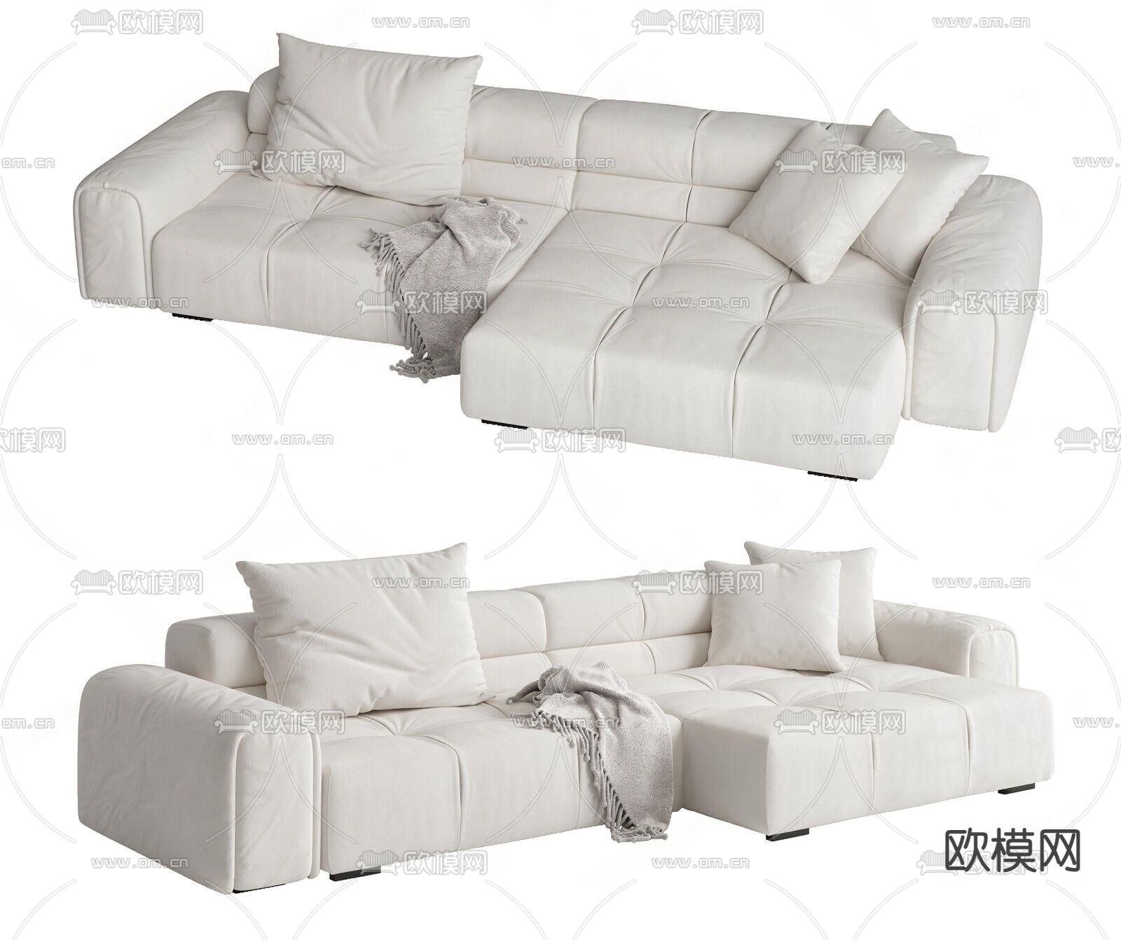 白色沙发 转角沙发3d模型下载