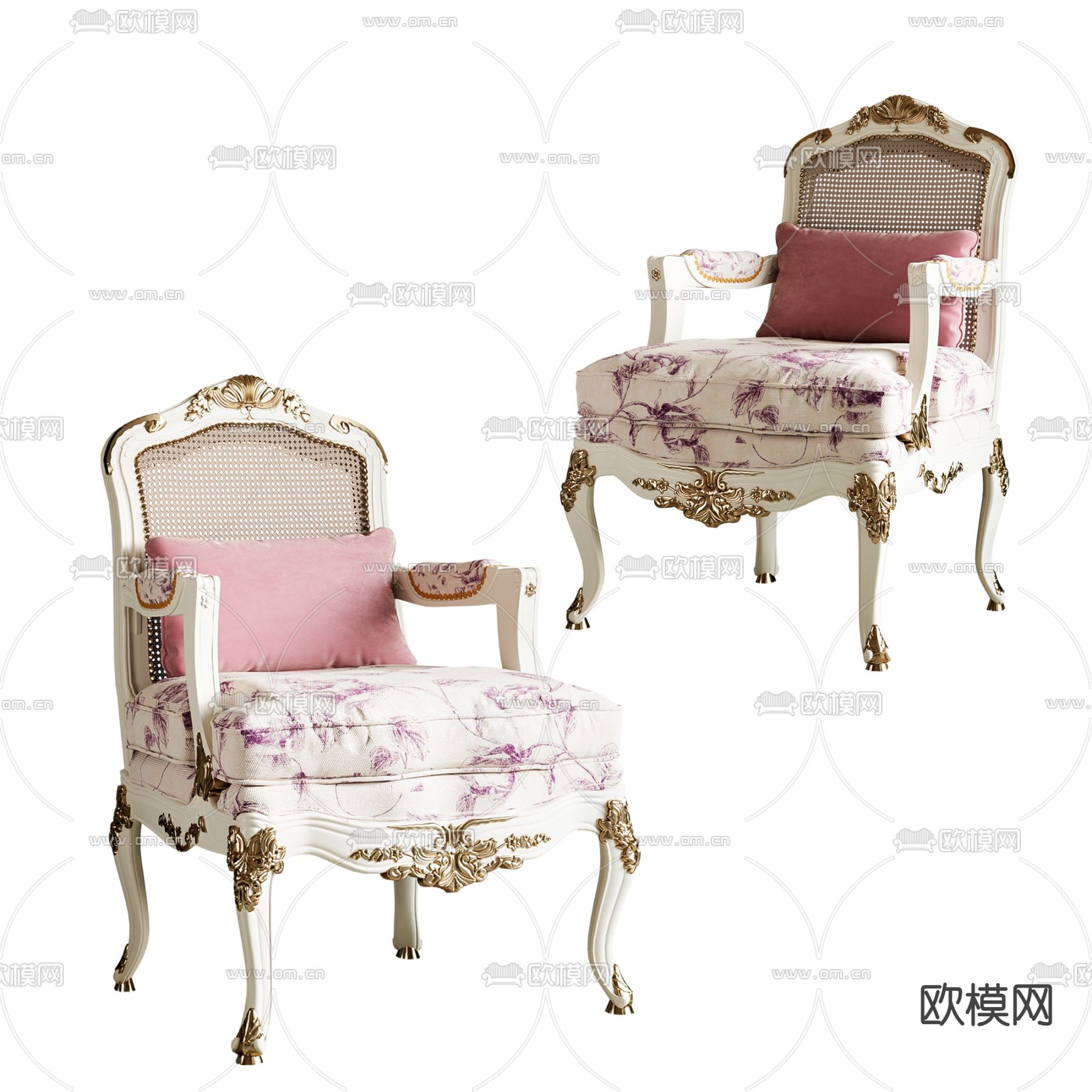 欧式椅子 休闲椅3d模型下载（渲染图1）