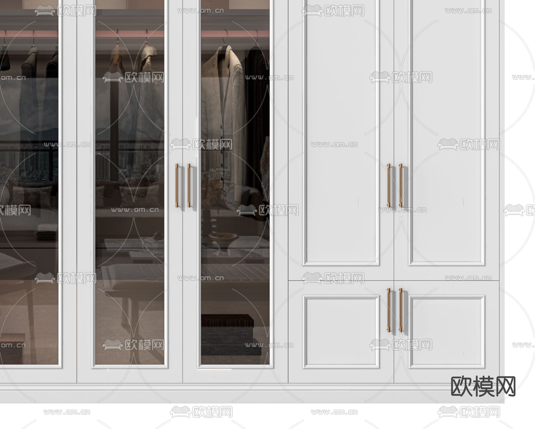 简欧衣柜su模型下载（渲染图2）