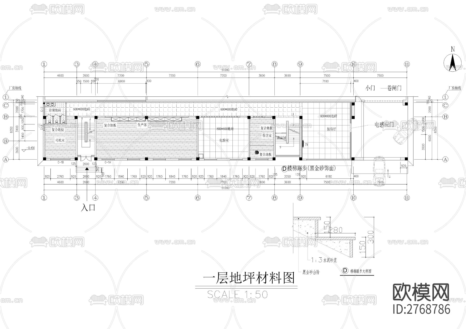职工宿舍楼全套装修CAD施工图下载（渲染图1）