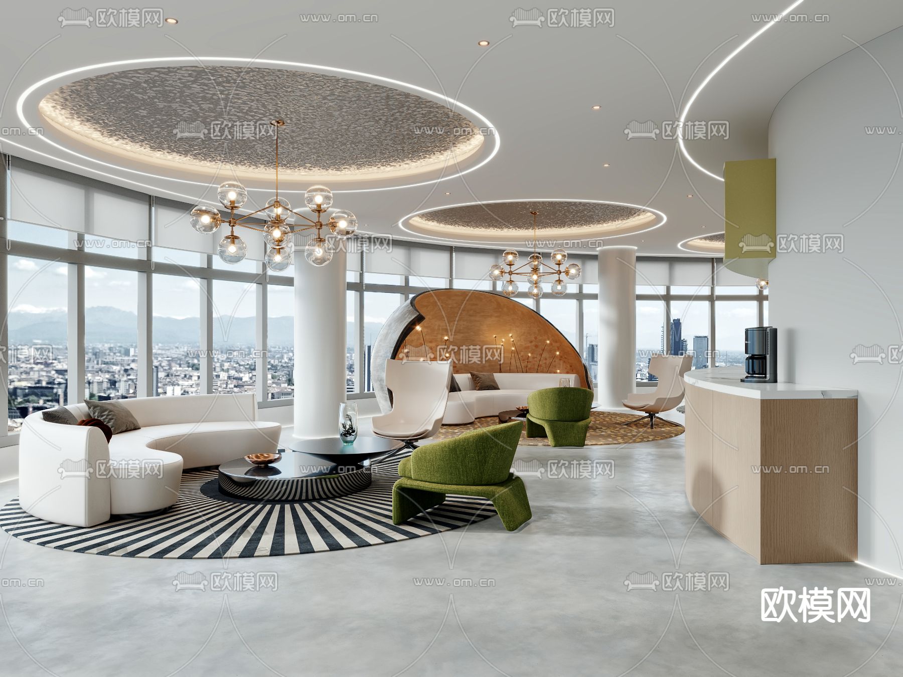 办公室前台 接待区3d模型下载（渲染图5）