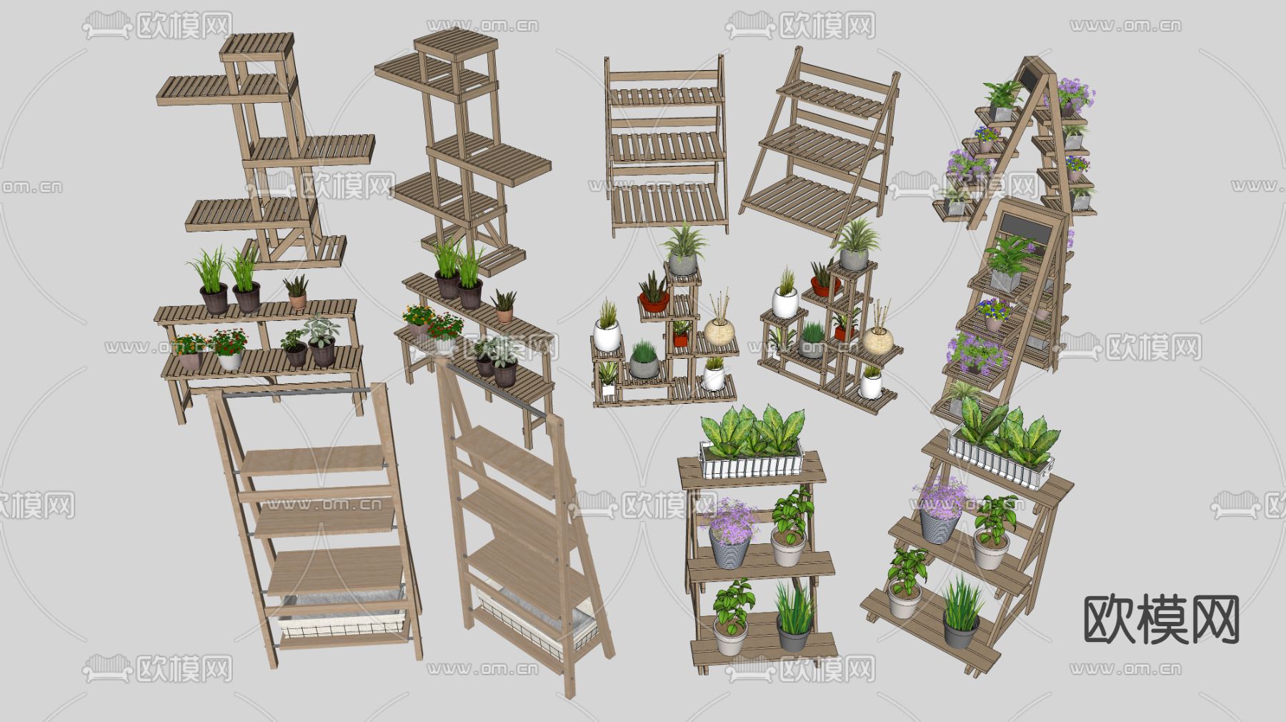 花架 盆栽su模型下载（渲染图2）