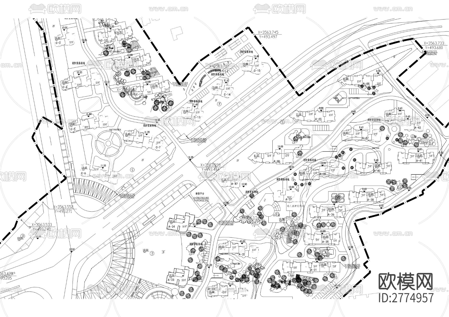 某新城市总体规划cad施工图下载（渲染图2）