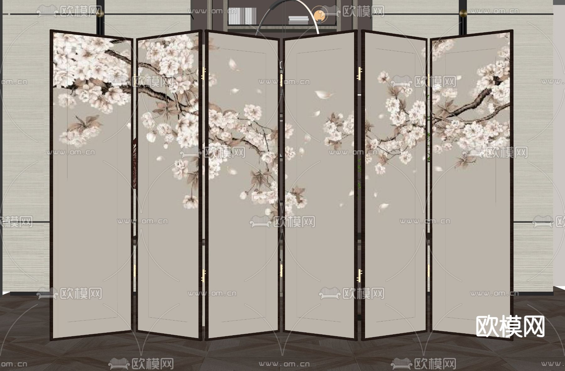 新中式隔断 屏风su模型下载（渲染图2）