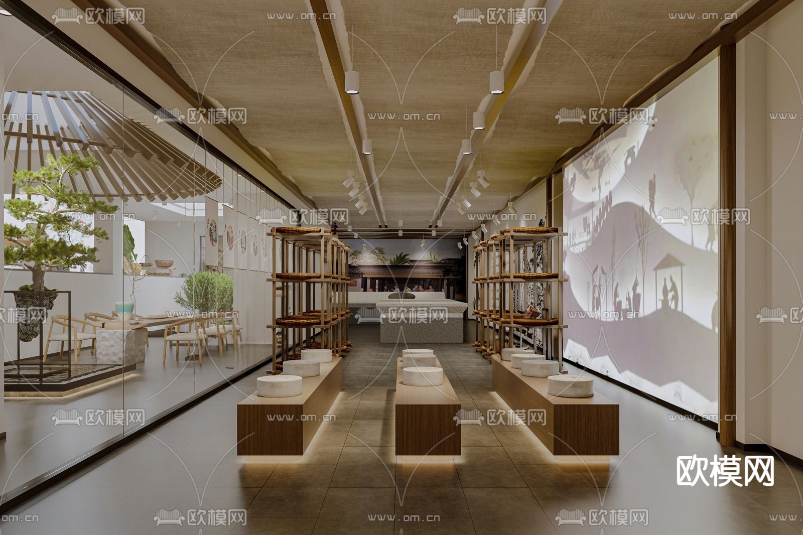 现代茶文化展馆su模型下载（渲染图3）