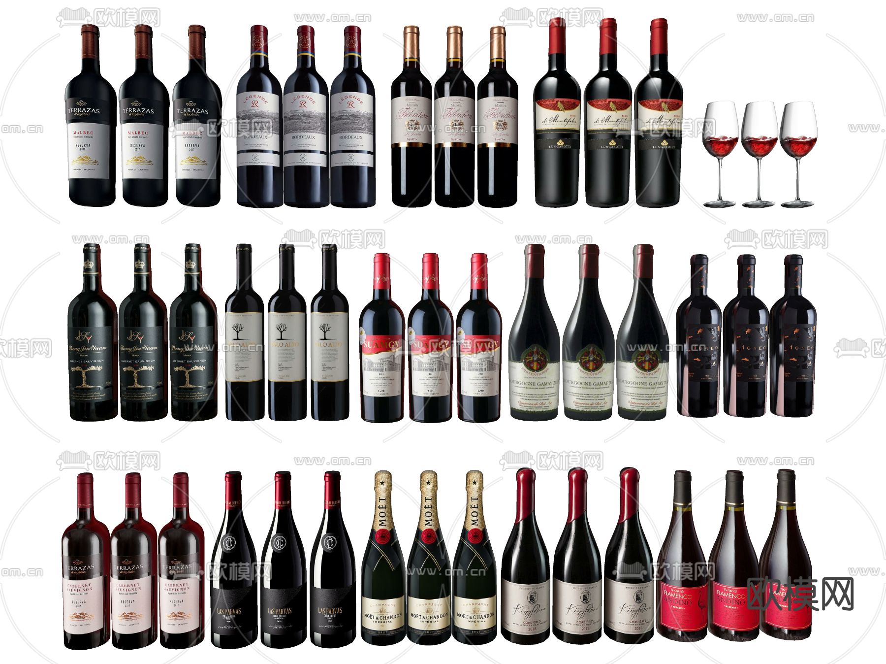 啤酒 红酒 洋酒 酒瓶su模型下载（渲染图2）