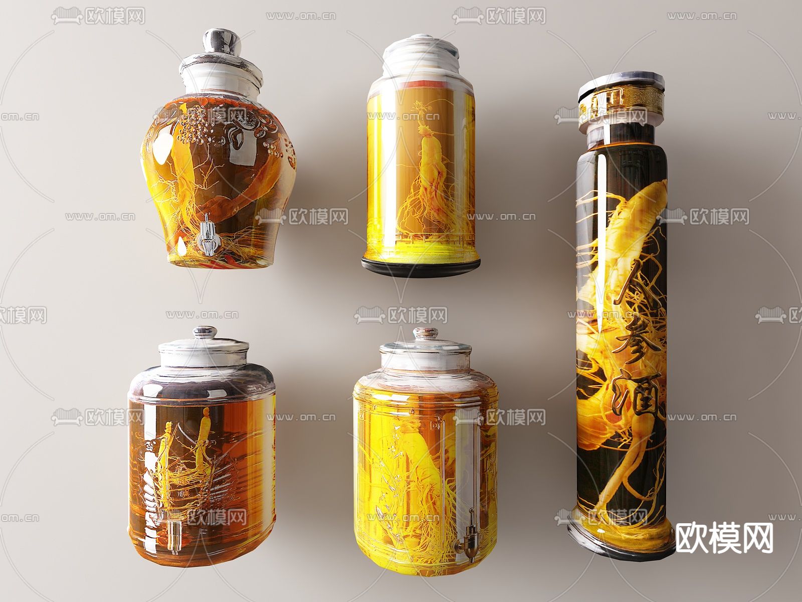 酒水 泡酒 药酒 酒坛su模型下载（渲染图1）
