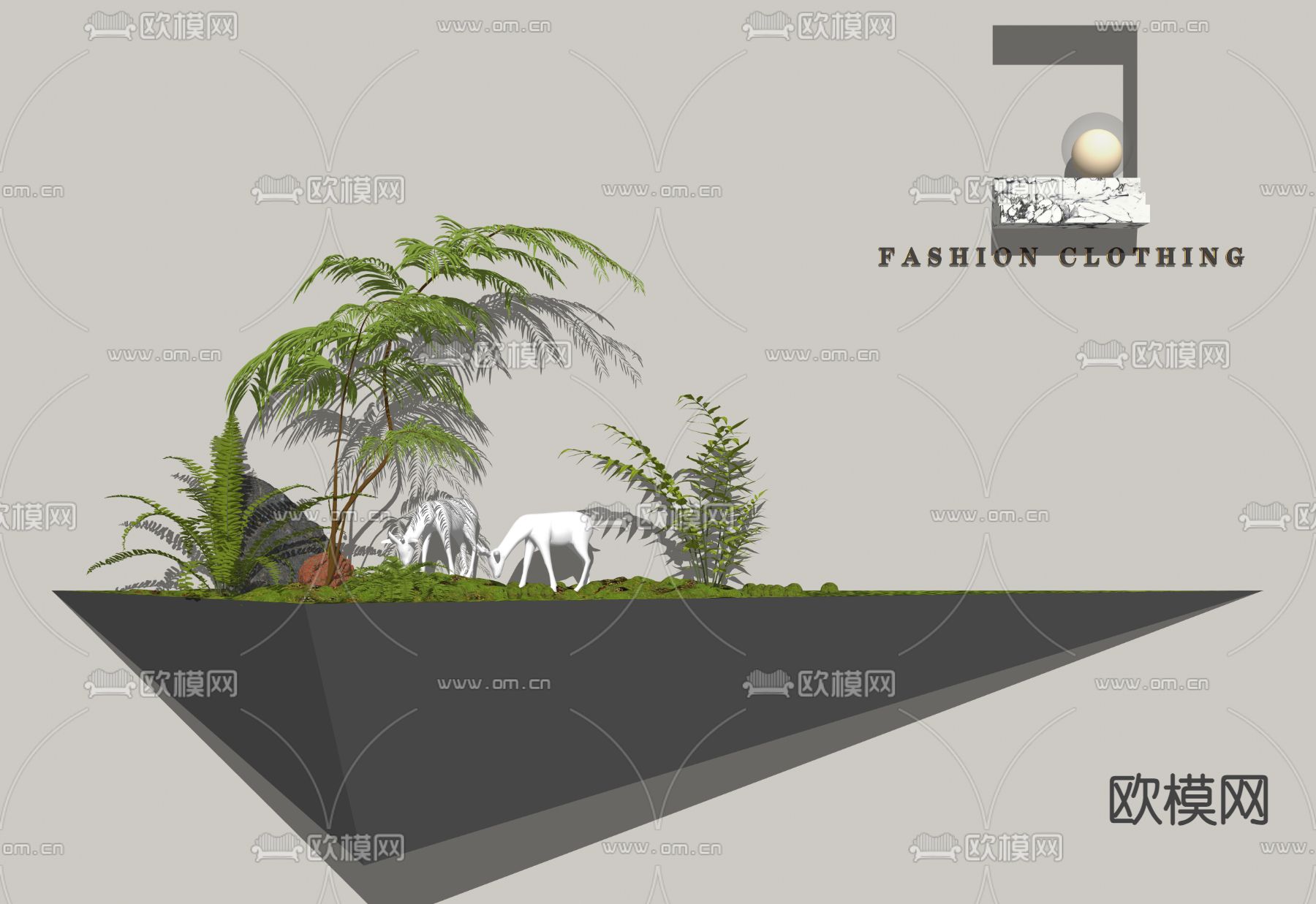 苔藓造景 植物堆su模型下载（渲染图2）