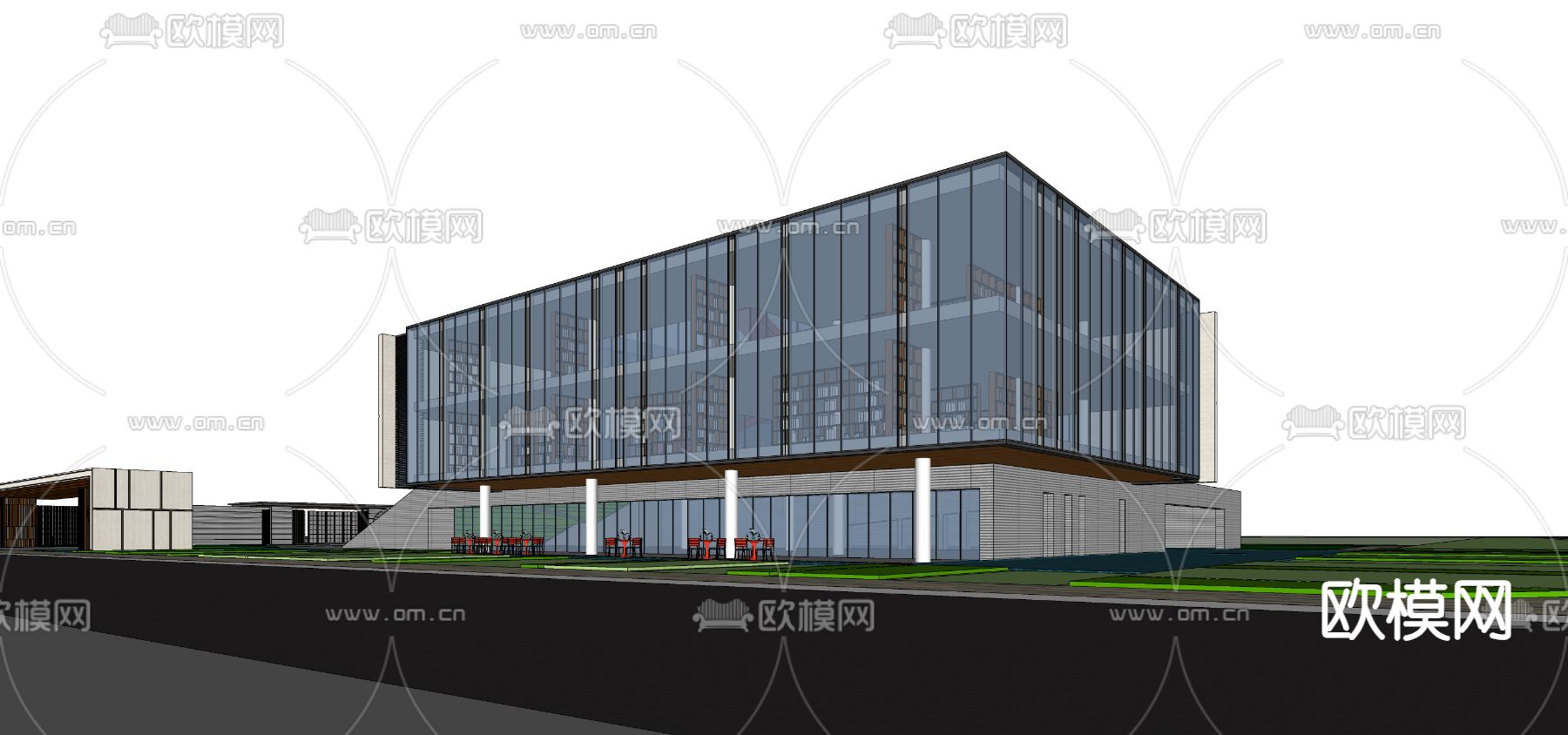 售楼处外观su模型下载（渲染图2）