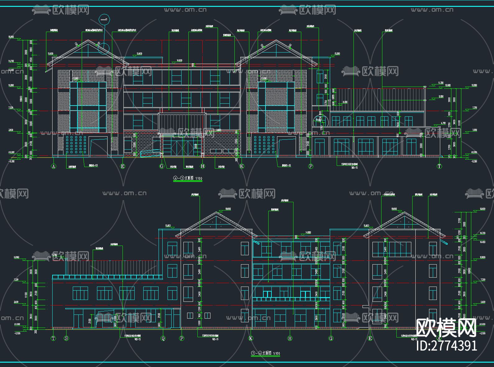 46套养老院敬老院CAD施工图下载（渲染图6）