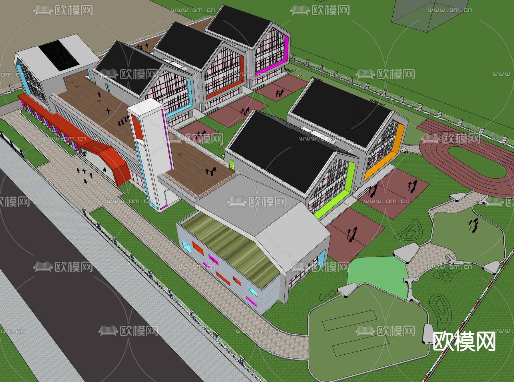 现代幼儿园外观su模型下载（渲染图4）