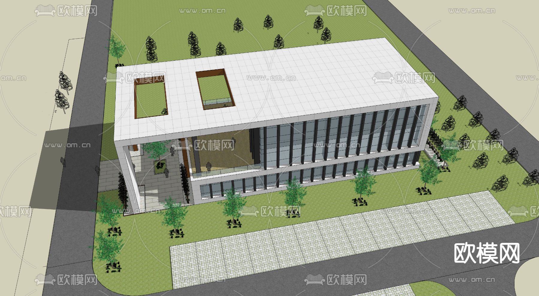 售楼处外观su模型下载（渲染图2）