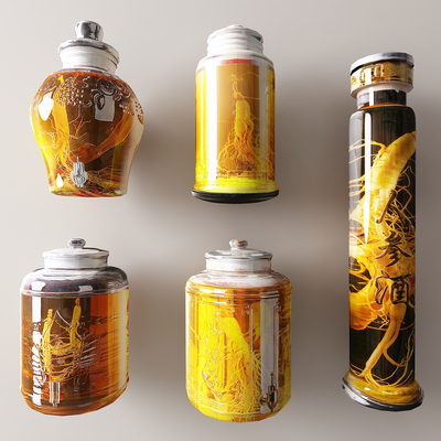  酒水 泡酒 药酒 酒坛su模型 