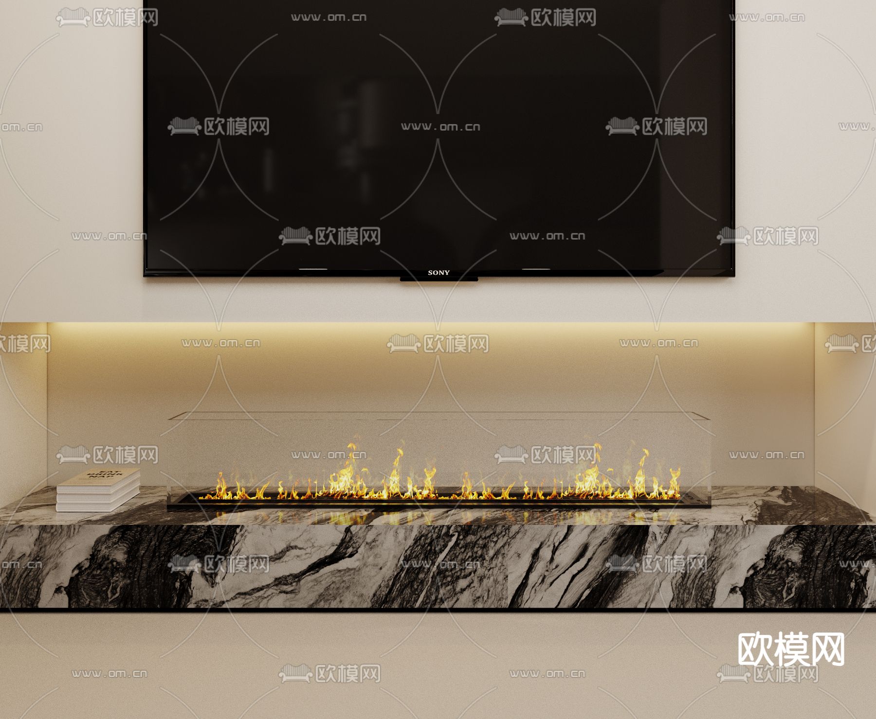 嵌入式壁炉3d模型下载