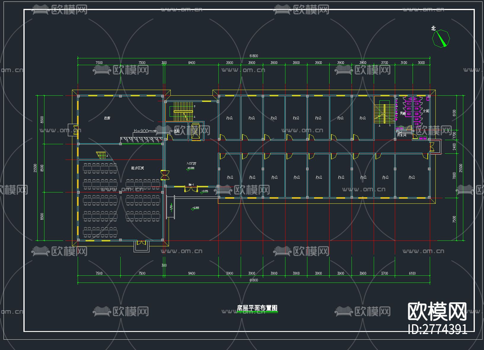 46套养老院敬老院CAD施工图下载（渲染图1）