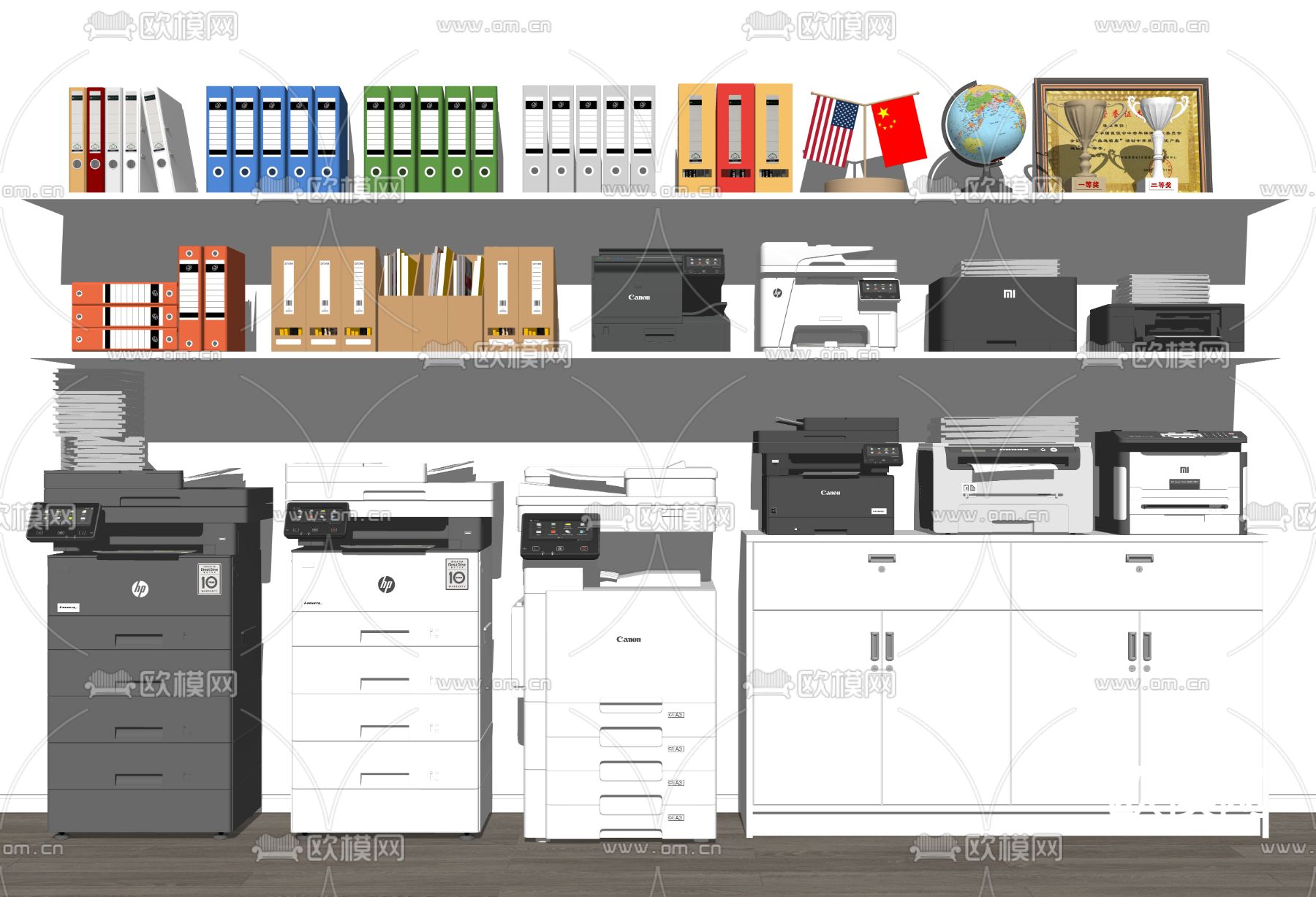 打印机 复印机 办公器材su模型下载（渲染图2）