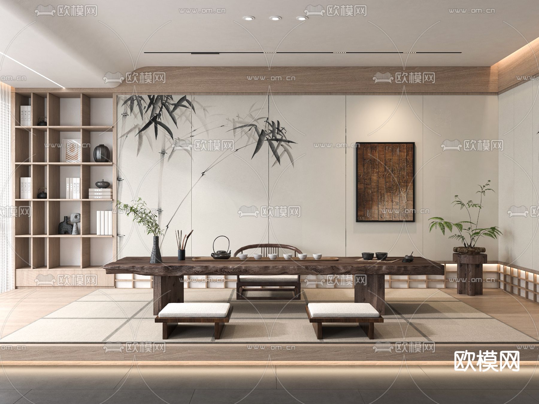 新中式茶室3d模型下载_ID14207620_3dmax免费模型-欧模网