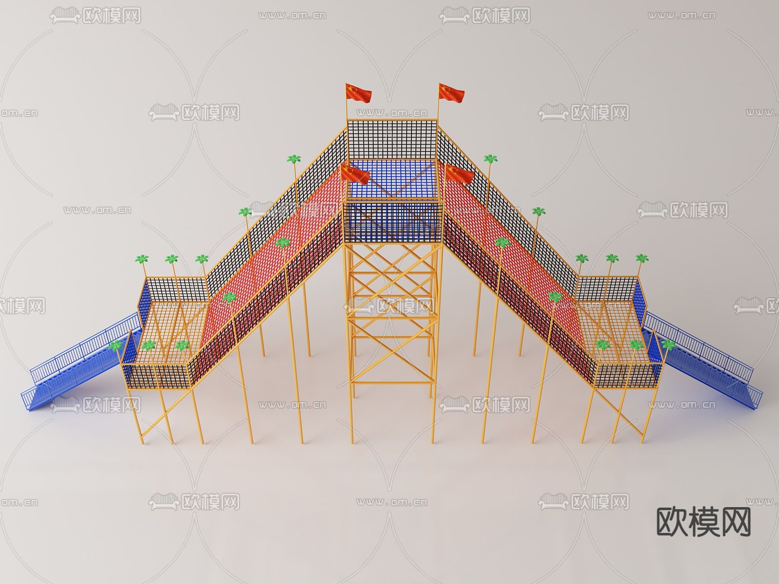 游乐设备 游乐设备攀爬网su模型下载（渲染图1）