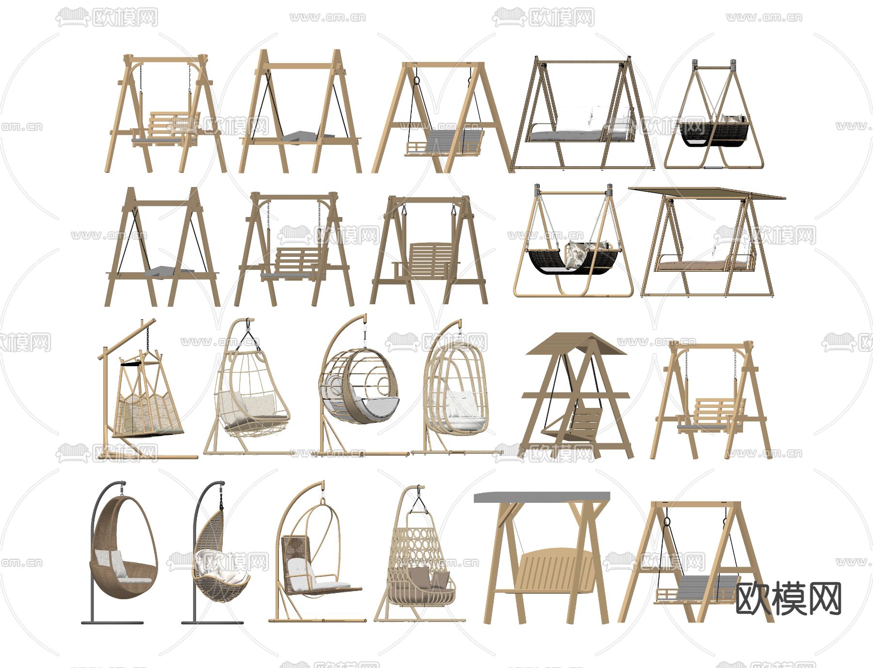 秋千 吊椅su模型