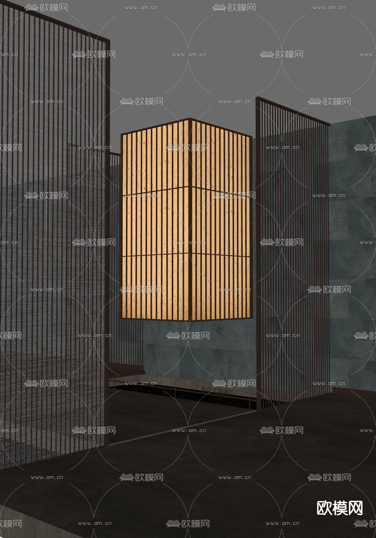 新中式装置灯 氛围灯su模型下载（渲染图2）