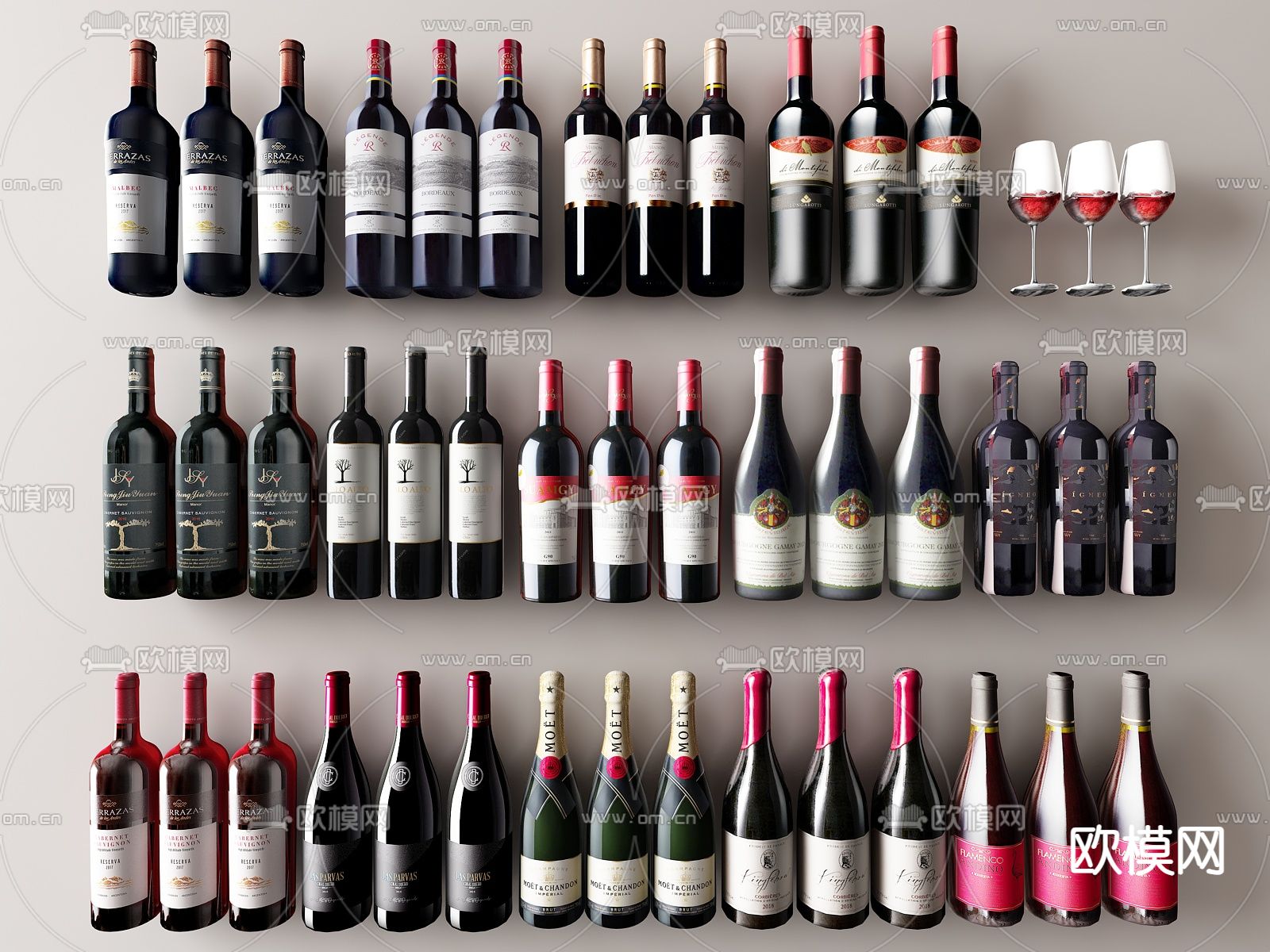 啤酒 红酒 洋酒 酒瓶su模型下载（渲染图1）