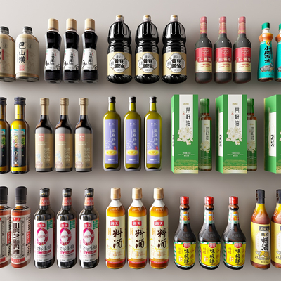  厨房调料 酱油 芝麻油 生抽 老抽su模型 