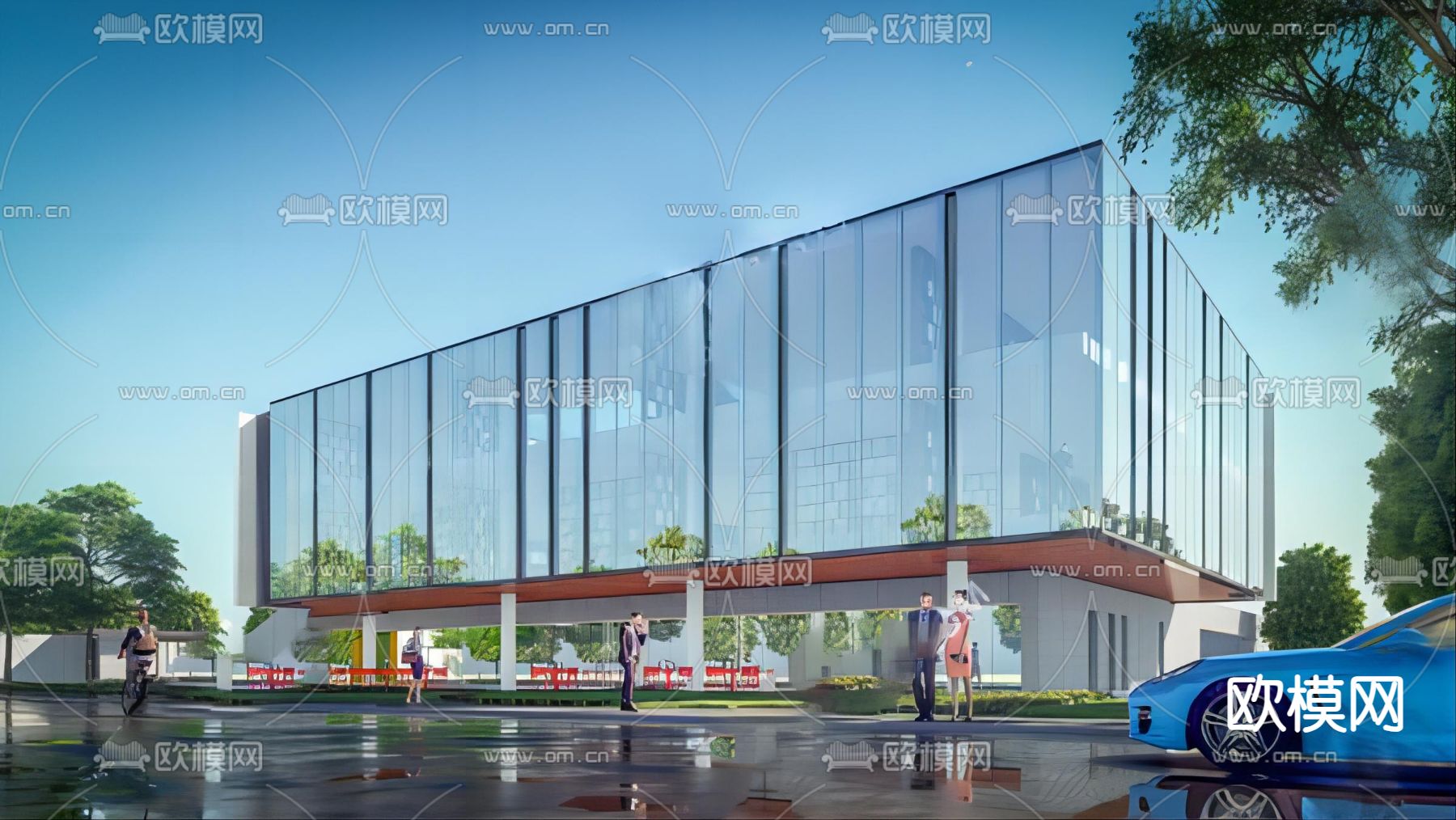 售楼处外观su模型下载（渲染图1）