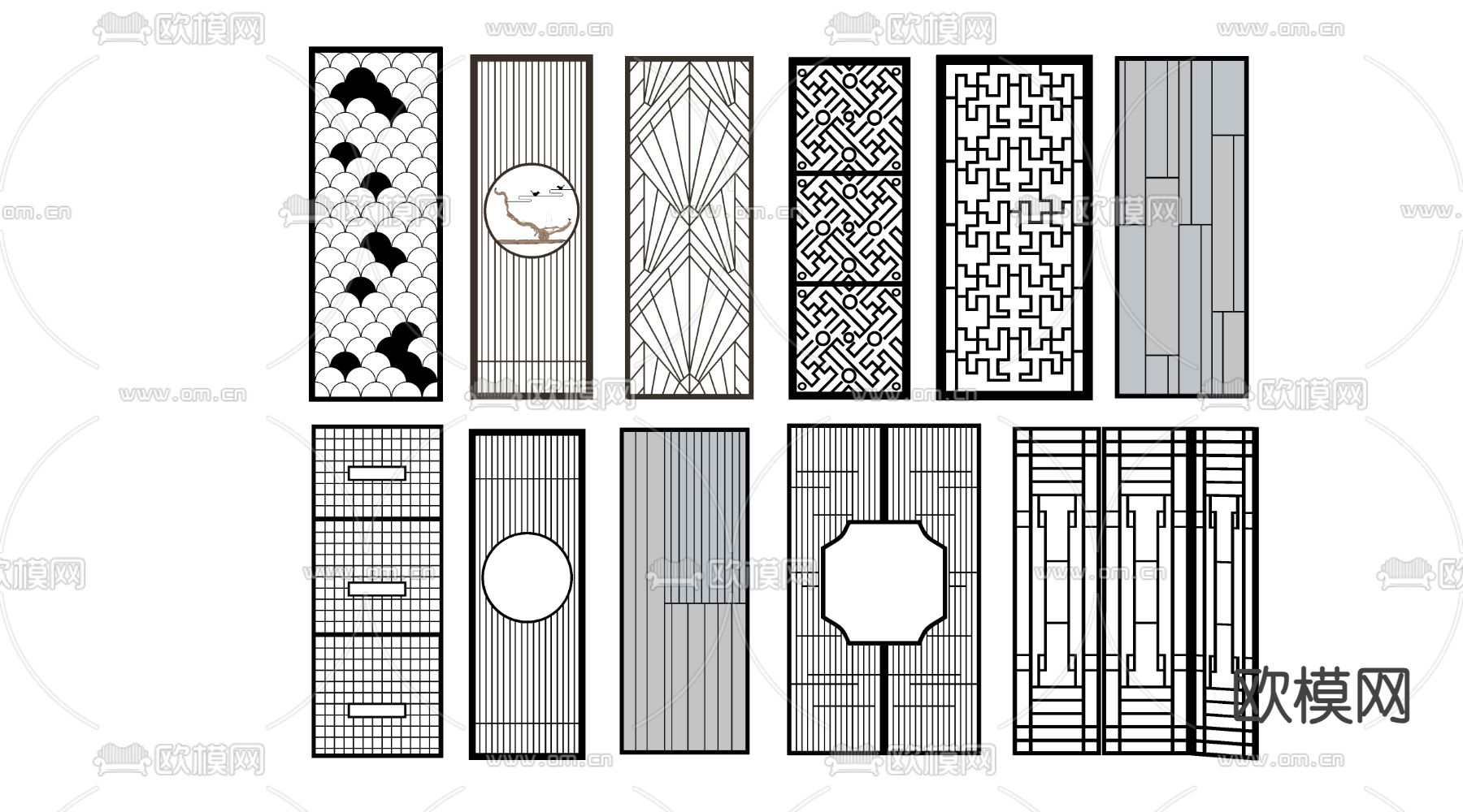 镂空屏风su模型下载（渲染图2）