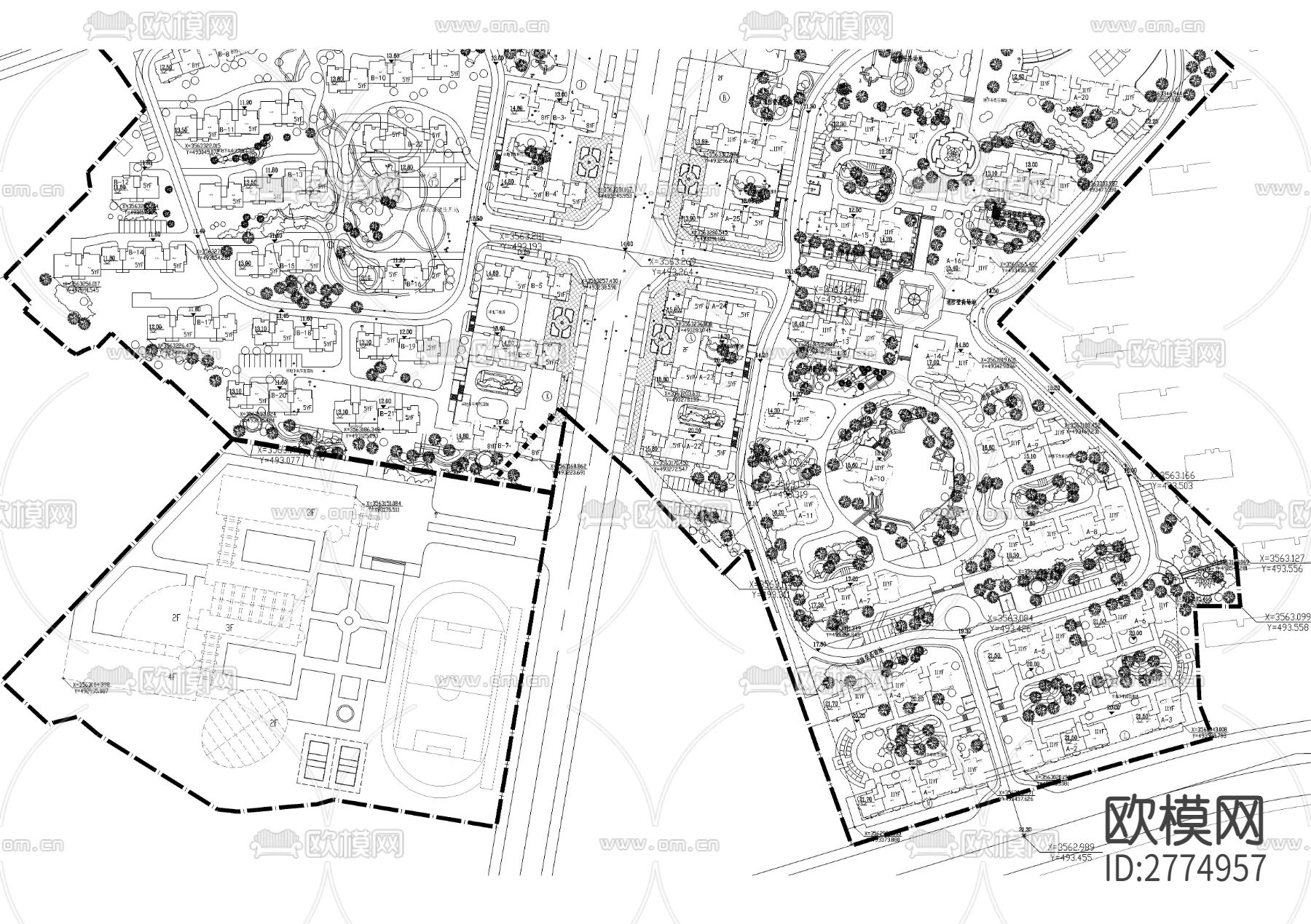某新城市总体规划cad施工图下载（渲染图4）