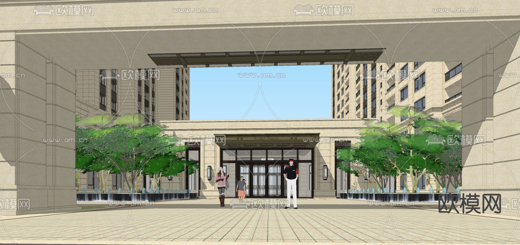 售楼处外观su模型下载（渲染图2）