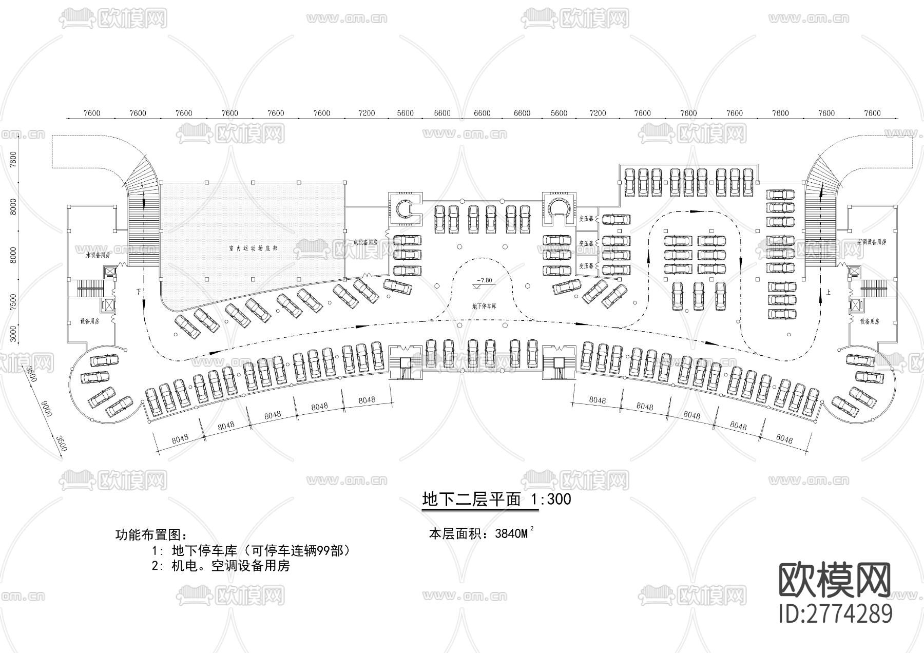 含地下室的三层会所CAD施工图下载（渲染图4）