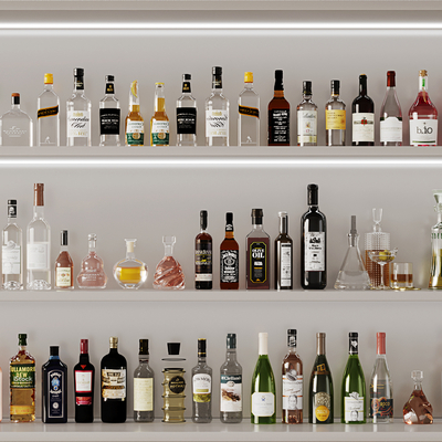  洋酒 红酒 酒具su模型 