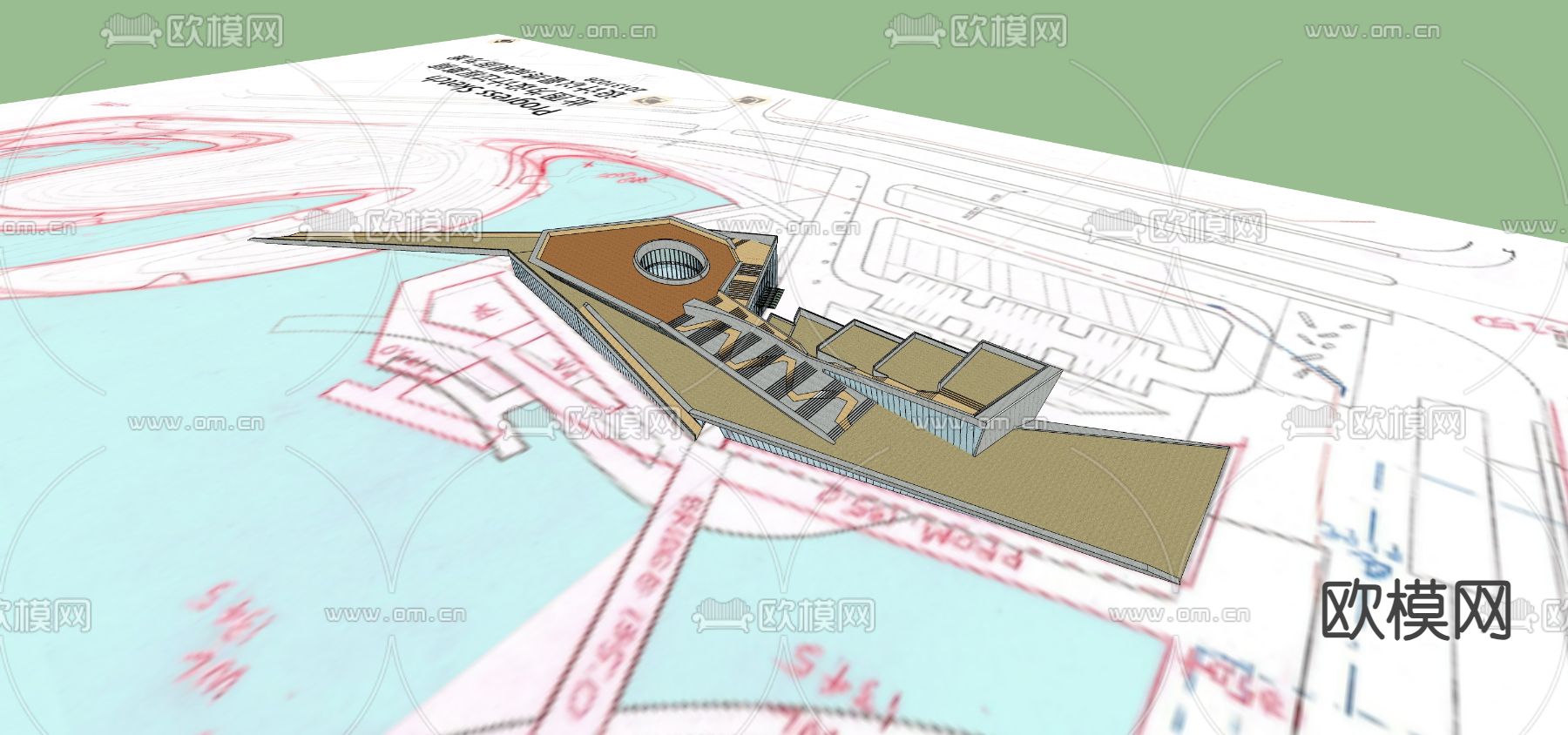售楼处鸟瞰su模型下载（渲染图2）