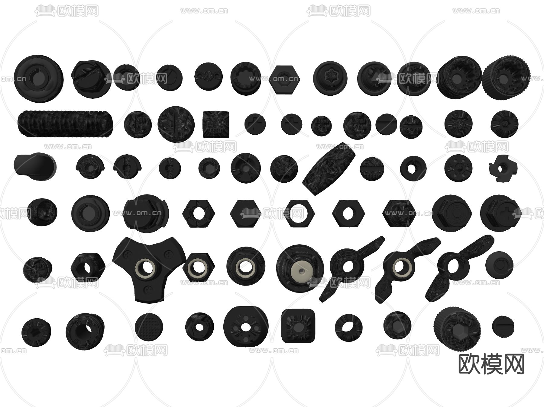 工业设备 螺母 五金件 机械零件su模型下载（渲染图1）