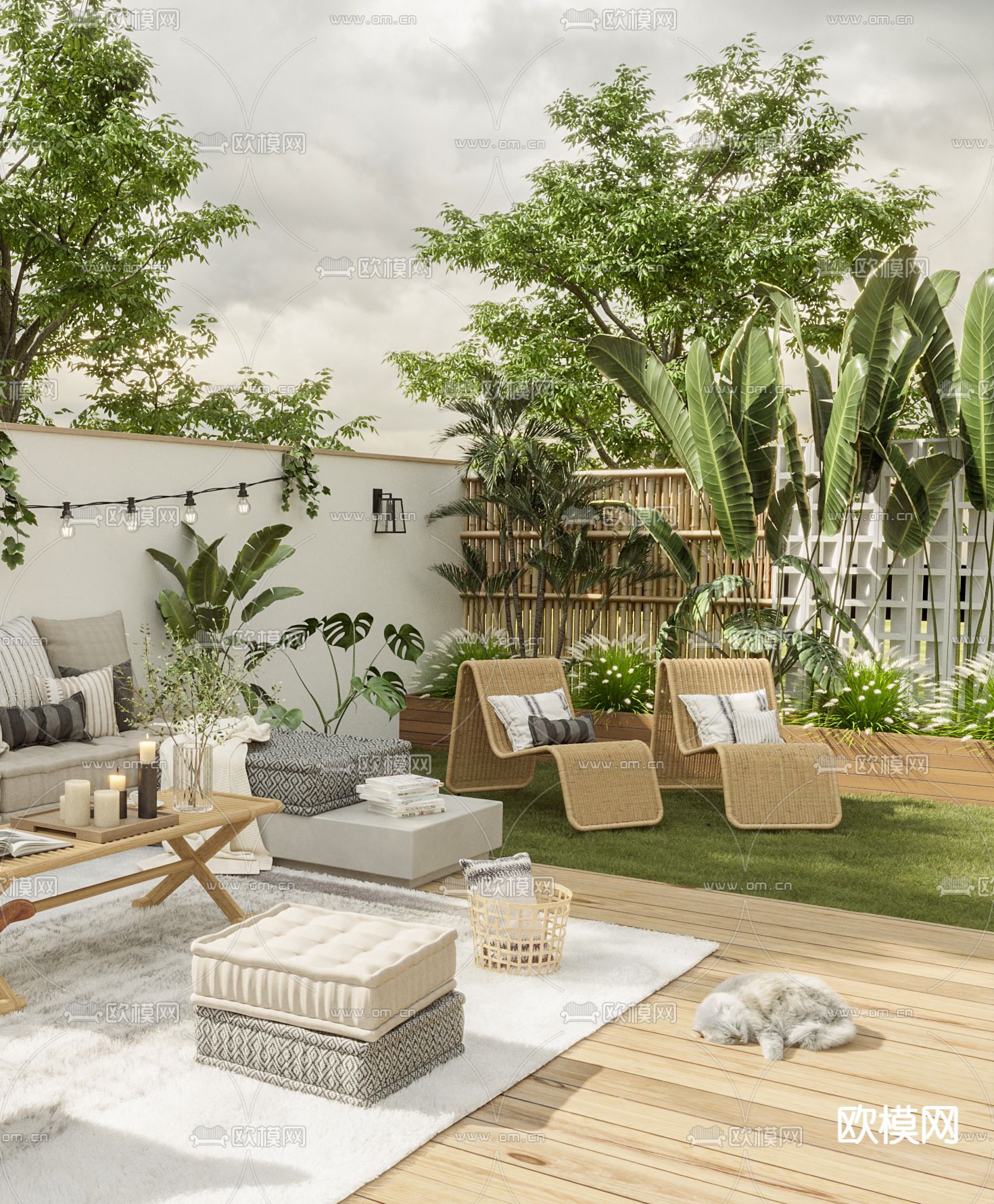 户外沙发 花园椅3d模型下载（渲染图3）