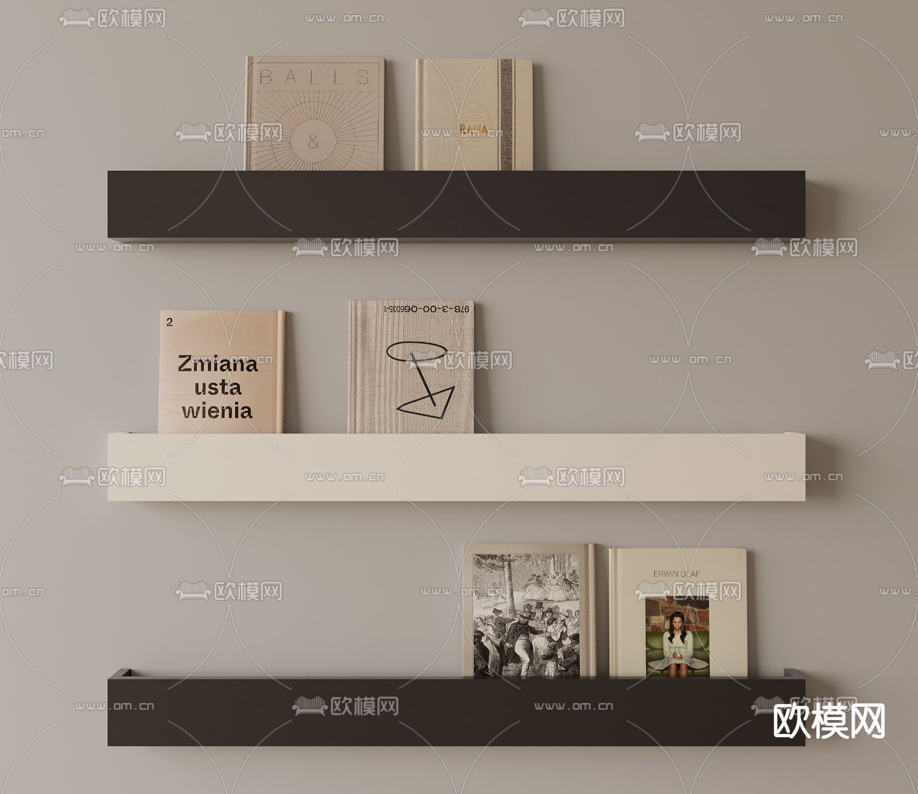 壁柜 层架 书籍su模型下载（渲染图1）