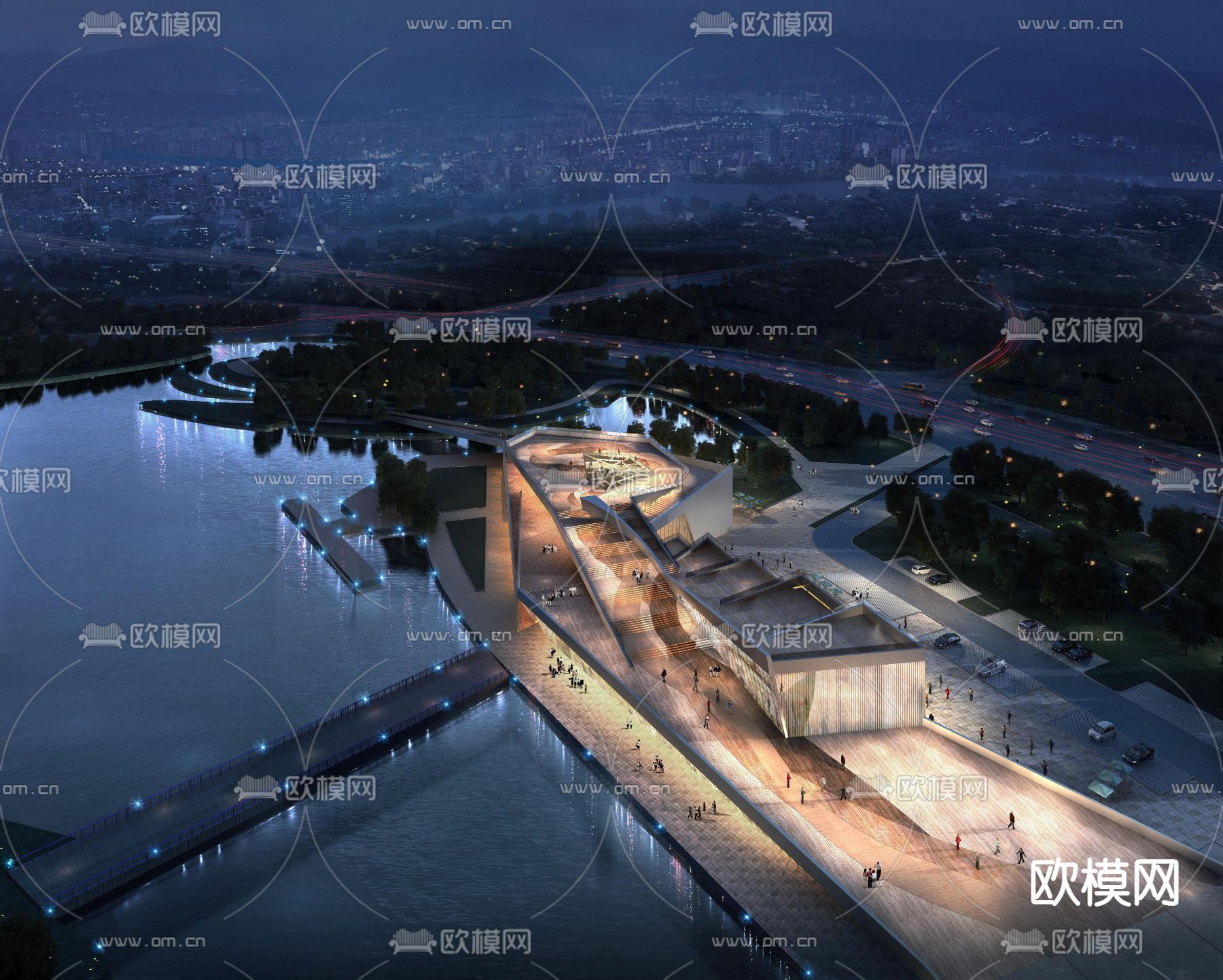 售楼处鸟瞰su模型下载（渲染图1）