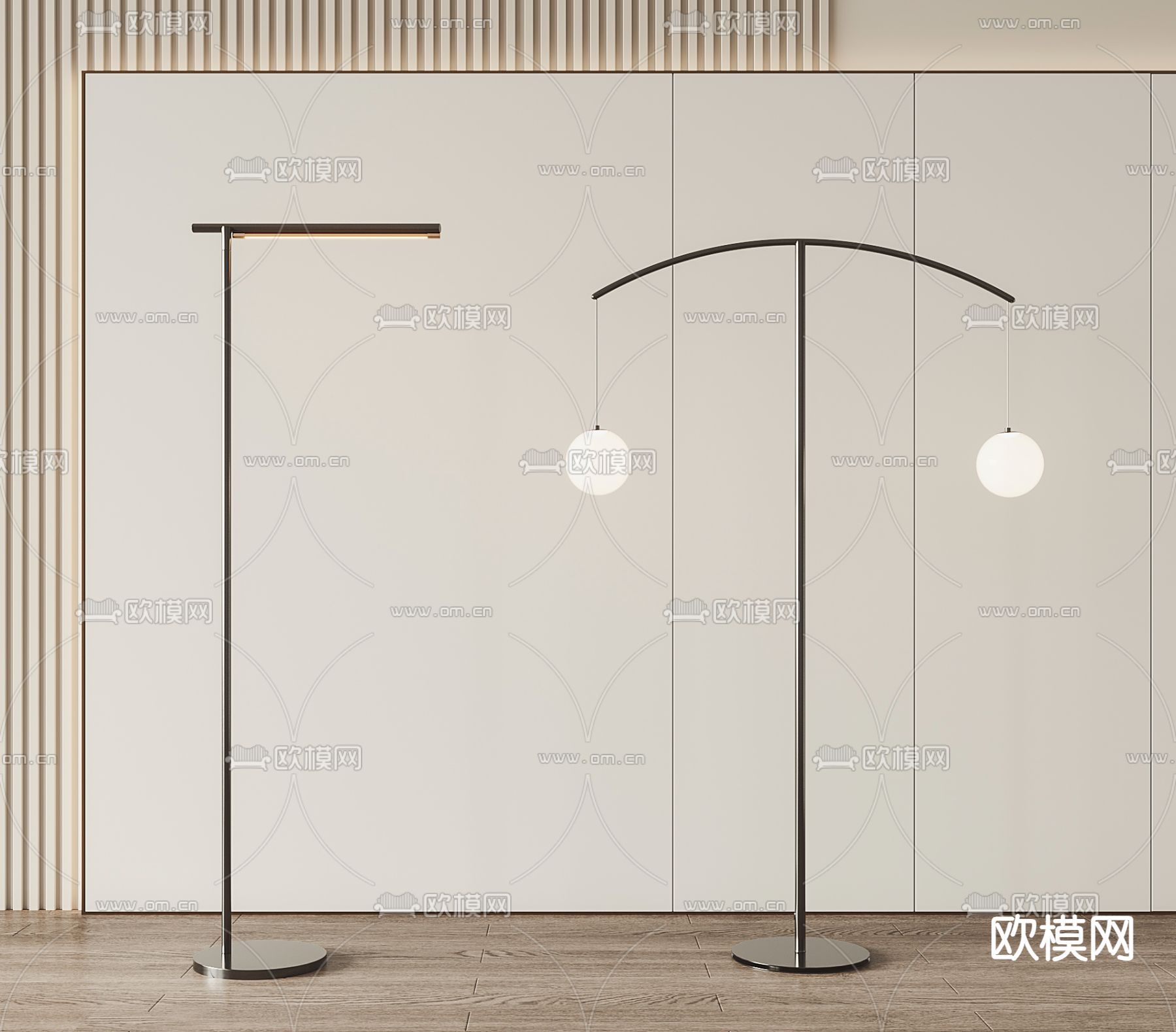 现代落地灯su模型下载（渲染图1）