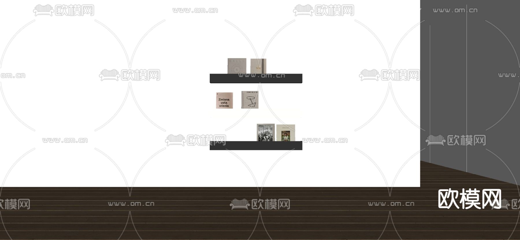 壁柜 层架 书籍su模型下载（渲染图2）