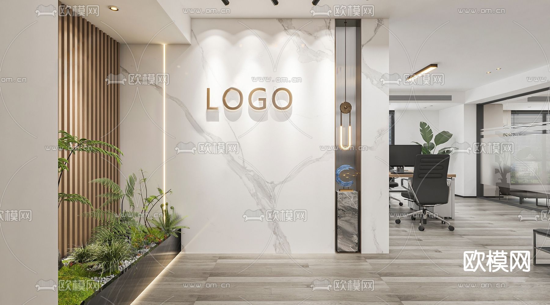 公司过道 走廊su模型下载